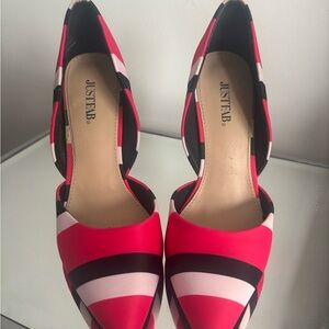 JustFab Bold Pink and Black Heels